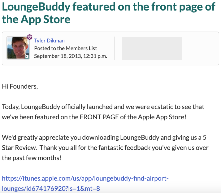 tyler dikman loungebuddy founders network